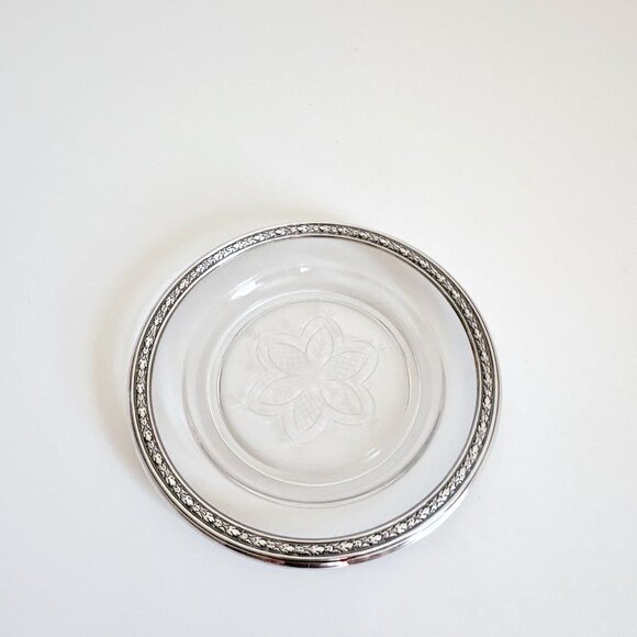 INTERNATIONAL STERLING SILVER WINE COASTER PLATE 6" GLASS 76 - Picture 3 of 7